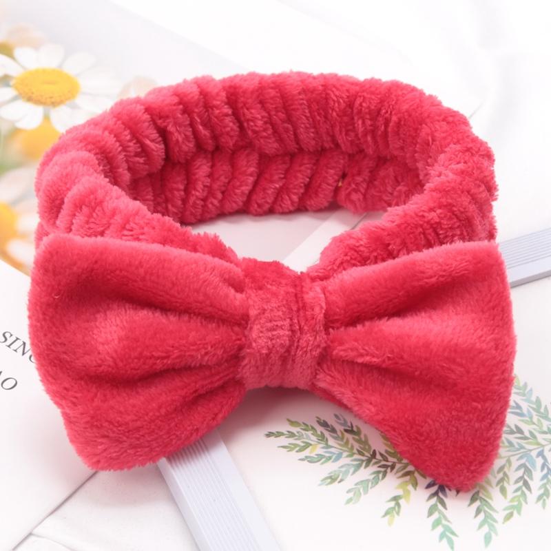Soft Bow Headbands SPA Yoga Big Solid Color Coral Fleece Elastic Hair Bands Women Washing Face Cute Makeup Hairband Accessories