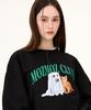 MOZMOZ Real Invisible Puppy Oversized Fleece-Lined Sweatshirt Black
