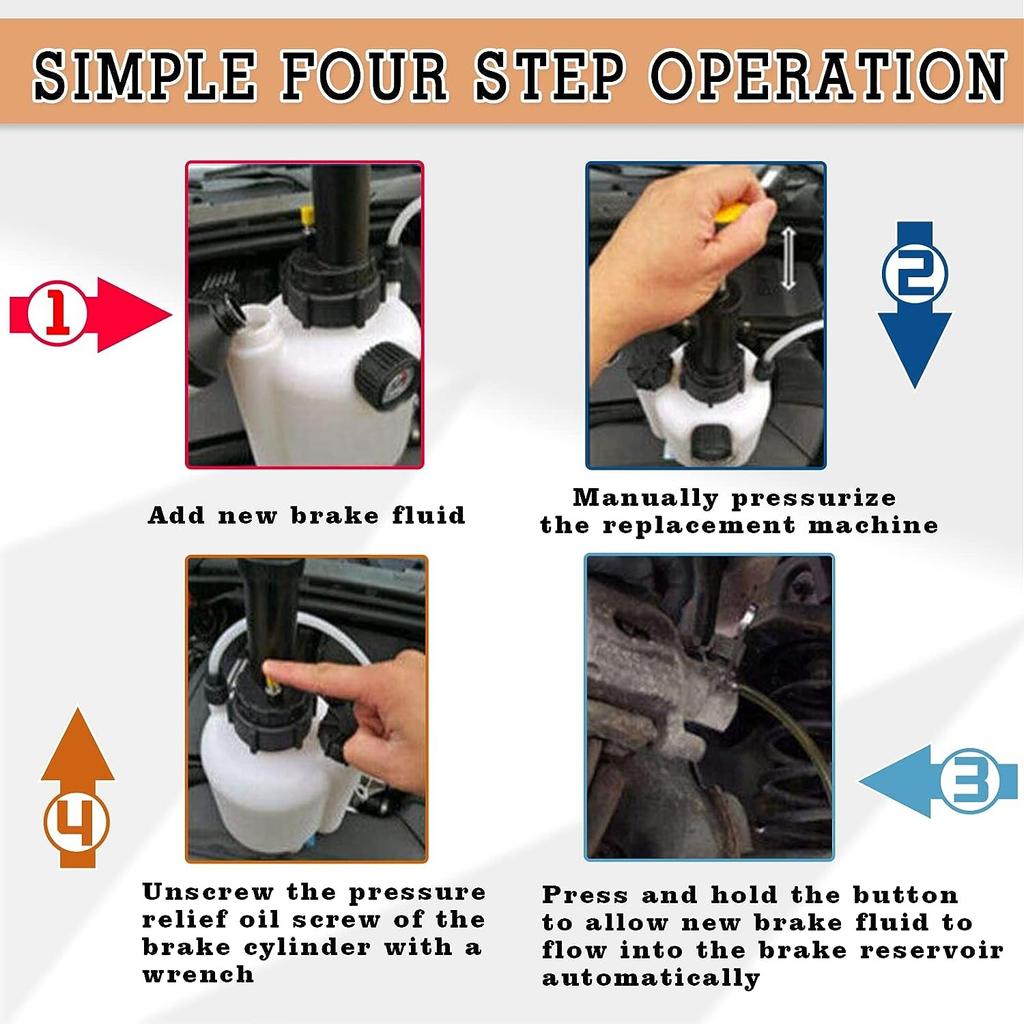 3L Liquid Brake Bleed Kit with 1L Refill Bottle & Cylinder Adapter, Vacuum Pump Bleed Pressure 10-30 PSI for Car Clutch Pneumatic A B S Systems