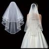1pc Elegant White Tulle Bridal Veil With Comb - Double Layered, Breathable Mesh Design For Bridal Showers, Bachelor, Weddings And Engagement Parties