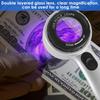 30x Handheld Rechargeable Magnifier With 4-color Led Light For Antiques Jewelry Appreciation Reading Books And Fine Inspection