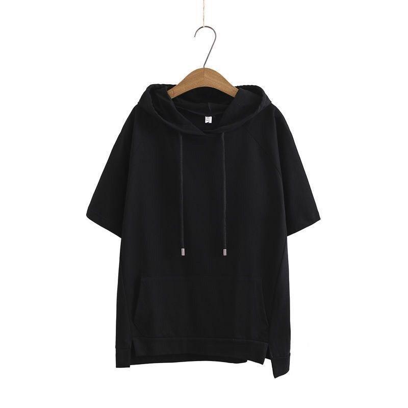 Oversize 4XL свободные толстовки женские хлопковые толстовки летние короткие рукава тонкие футболки женские повседневные пуловеры топы верхняя одежда