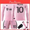2324 Майами Футболка с длинным рукавом Месси Лига Розовый Домашний комплект с носками