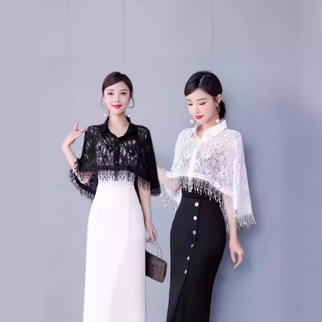 Женская изысканная шифоновая кружевная шаль - Накидка высокого класса, солнцезащитная и для защиты от кондиционера, для весны и осени. Идеальная верхняя одежда поверх плаща.