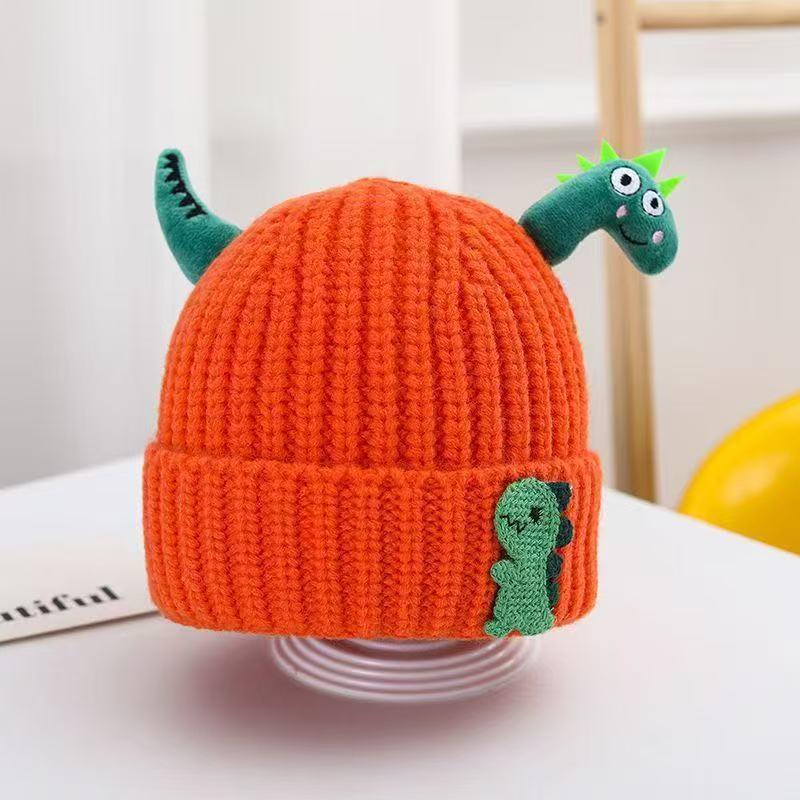 Adorable Dinosaur Knit Wool Hat for Kids - Warm Autumn/Winter Pullover