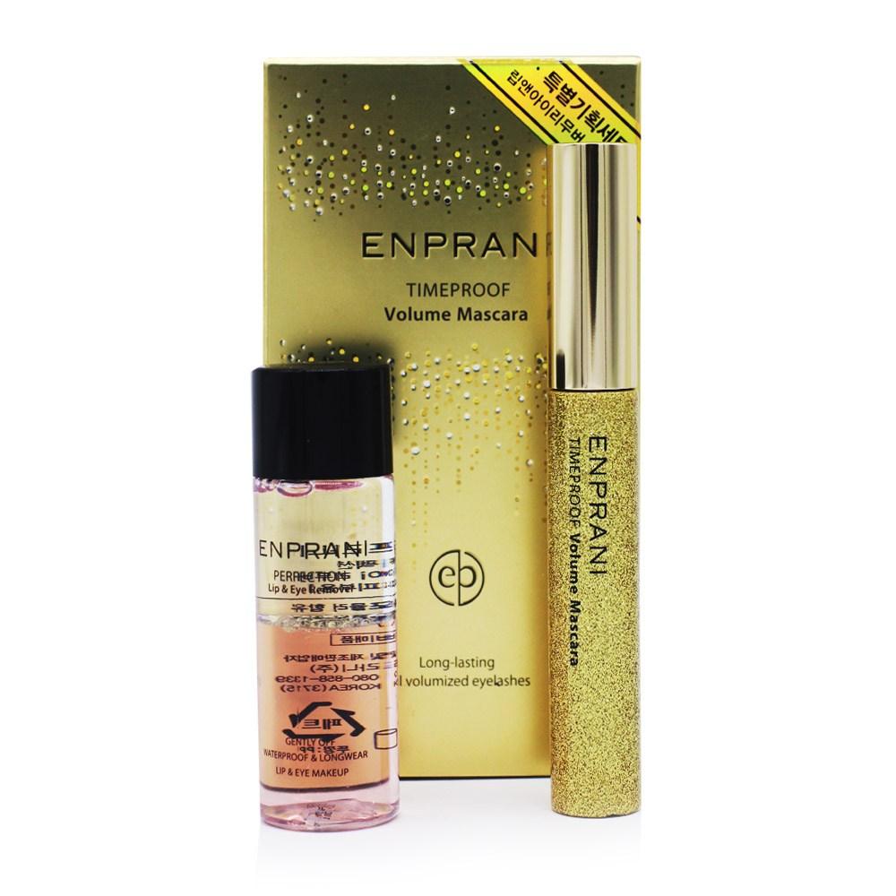 ENPRANI Тушь для ресниц Time Proof Volume 8 мл + Средство для снятия макияжа с губ и глаз Perfection 30 мл, 1 набор