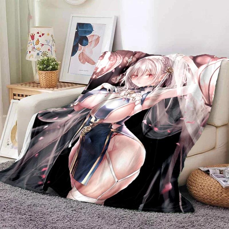 Sexy Anime Girls Blanket Soft Plush Flannel Throws Blankets for Sofa Bed Couch Best Gifts All Season Light Bedroom Warm Decke