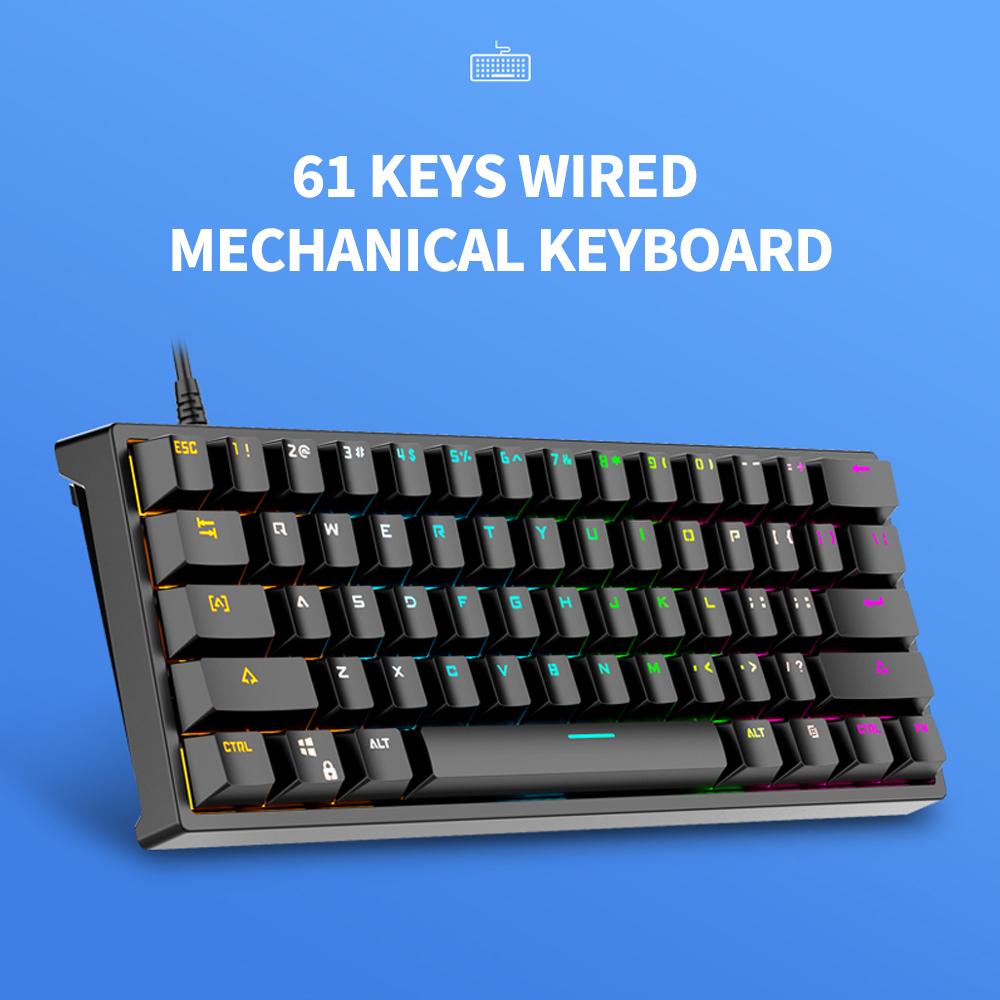 BAJEAL G101, 61 клавиша, проводная механическая клавиатура, клавиатура с RGB-подсветкой, ПБТ, двухцветная инъекционная клавиатура