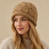 Hollow Handmade Crochet Hat Double-Layer Rolled Edge Cap Warm Thick Winter Hat  Outdoor