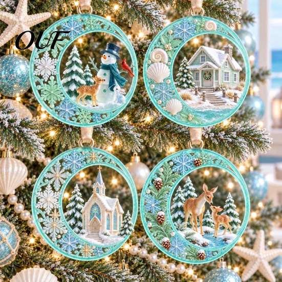 DIY Christmas Craft Supplies Acrylic Tree Pendant, Decorative Hanging Ornament, Exquisite Home Party Wall Decorations for Garden Fireplace Holiday