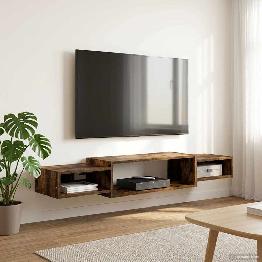 Wall Mounted TV Cabinet Wall Bracket Smoked Oak