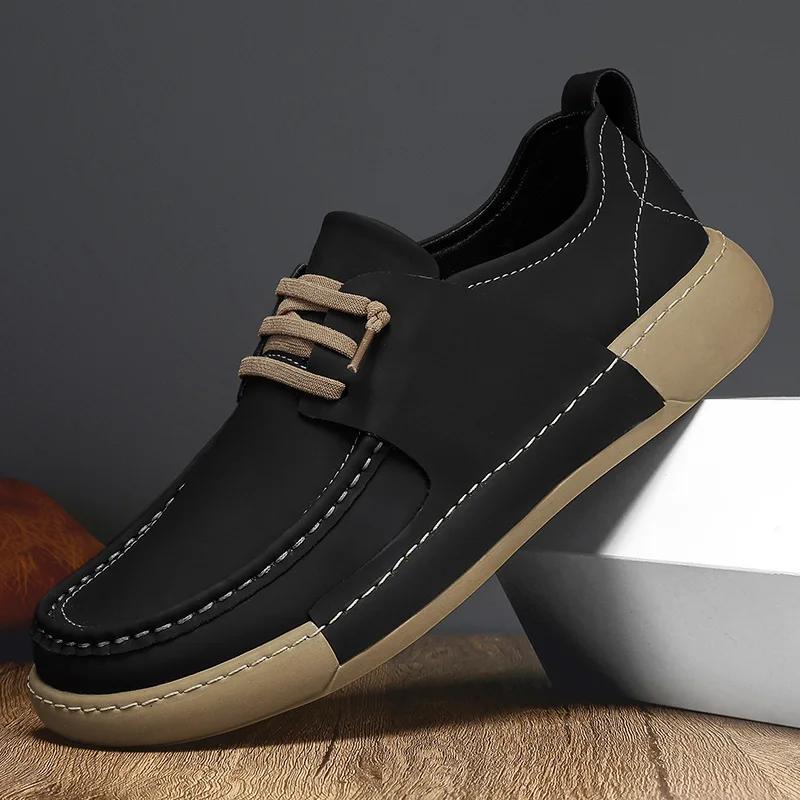 Модные мужские повседневные туфли из натуральной кожи, высококачественные кроссовки для ходьбы, модные мужские оригинальные кроссовки, легкие туфли ручной работы для вождения