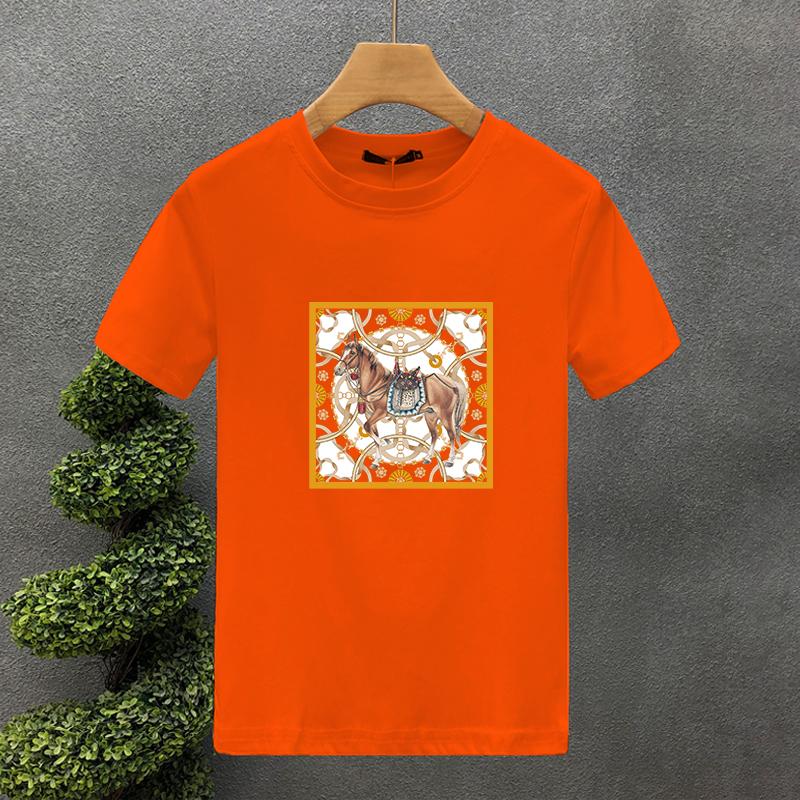 High Quality Luxury Brand 100% Cotton Design Horse Printing Tees Summer Harajuku Men/Women Short Sleeve T-shirt Asian Size S-5XL