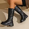 Ретро Длинные Сапоги, Модные Сапоги на Массивной Круглой Подошве, Рыцарские Сапоги Большого Размера на Толстой Подошве, Женская Обувь