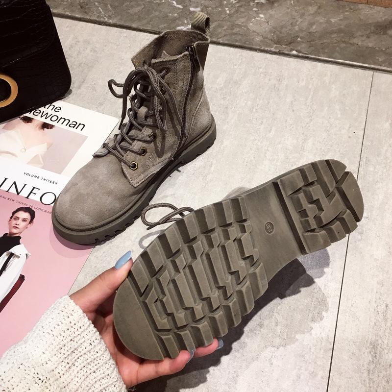 Ботинки Мартина женские рабочие ботинки 2025 осень и зима новые интернет-знаменитость корейская версия модные короткие ботинки бархатные круглый носок женские ботинки ре