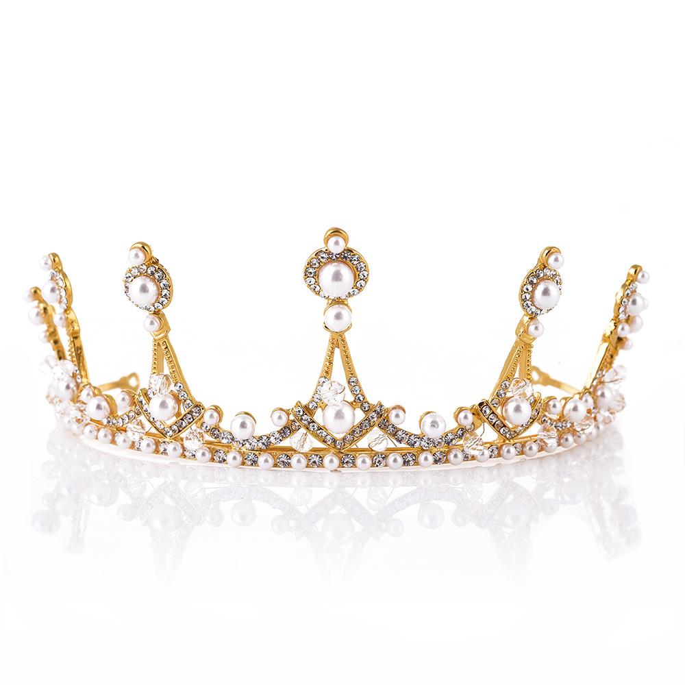 Корейская принцесса, милая свадебная повязка на голову со стразами ручной работы, инкрустированная жемчугом и короной, свадебные аксессуары