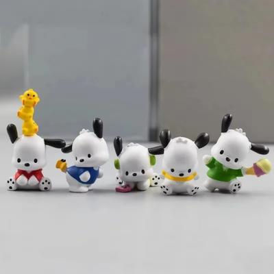 Горячие 5 шт. Sanrio Аниме Фигурки 3-4 см Кавайи Pochacco Melody Модель Аксессуары Детские Игрушки Подарок Фигурки Действия ПВХ Подарок Кукла