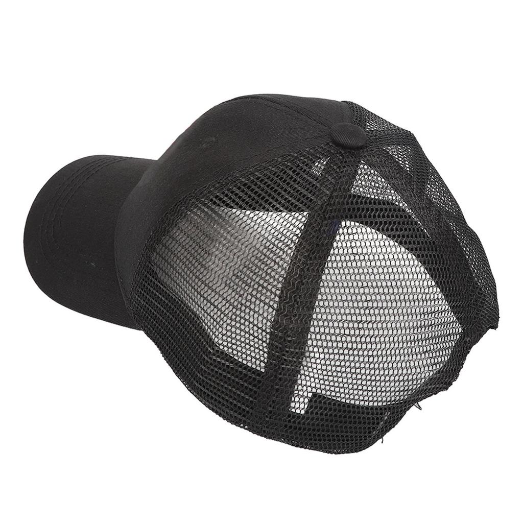 Men Women Letter Embroidered Cap Black Adjustable Fashionable Travel Outdoor Fishing Mesh Back Cap