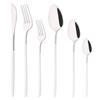 6Pcs White Gold Flatware Cutlery Set Stainless Steel Knife Dessert Fork Spoon Tableware Set Festival Kitchen Dinnerware Gift