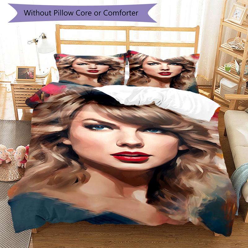 3pcs Taylor Swift Bedding Set Duvet Cover Closure Includes 1 Duvet Cover & 2 Pillowcases, Soft and Comfortable for All Seasons.