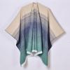 New Women's Imitation Cashmere Shawl Simple High Quality Gradual Change Line Split Cloak Hot