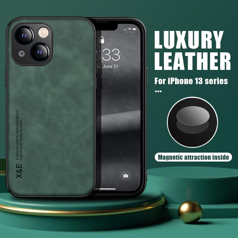 Магнитный кожаный чехол для iPhone 13 14 Pro Max 12 11 Pro XS Max X XR 8 7 Plus SE 2 2022, роскошный матовый тонкий задний чехол из овчины