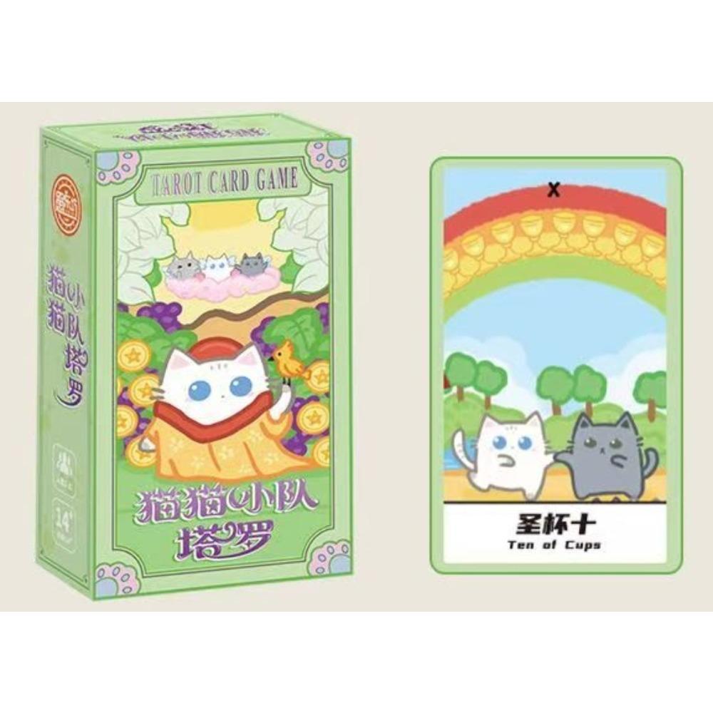 10.3*6cm Cute Cat Team Tarot Cards – 78-Card Deck with Adorable Kitten Illustrations Premium 300g Cardstock