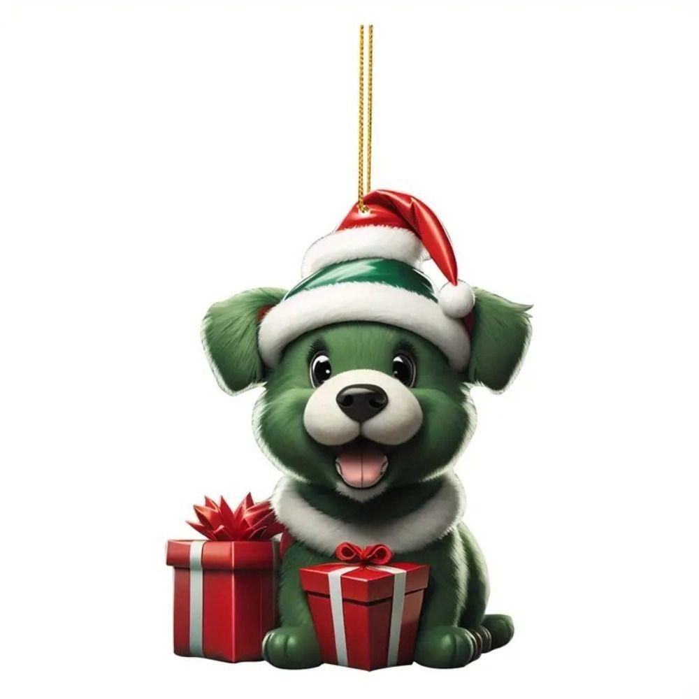 Acrylic Dog Christmas Ornament Handmade Christmas Decoration Dog Christmas Tree Pendant Office