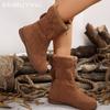 Женские зимние ботильоны на плоской подошве из замши, дизайнерские хлопковые туфли на молнии 2025 года, модные короткие плюшевые удобные повседневные теплые зимние ботинки Botas De Mujer