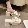 Wear high heels outside the word, summer 2025 new waterproof table women's slope heel thick sole fashion versatile thick heel sandals