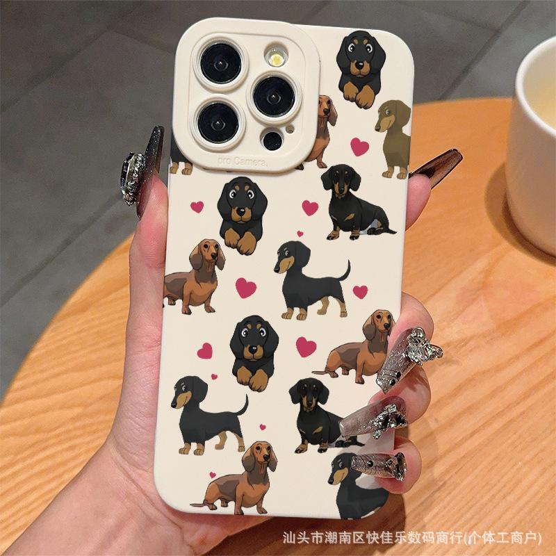 Милый Такса подходит для чехлов на iPhone 16 Pro/17, защитных чехлов на iPhone 15, 14 Pro/13/12/11