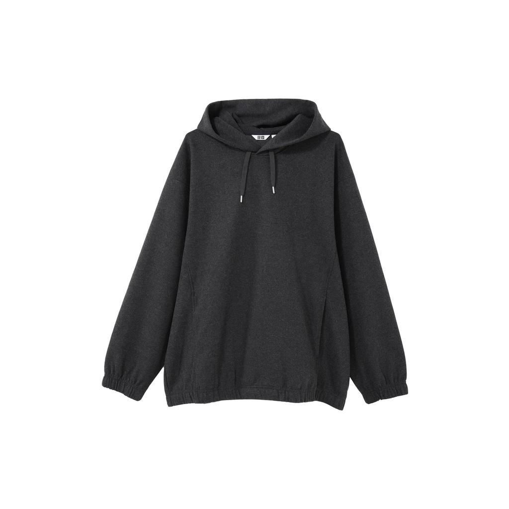 Uniqlo FW23 Серия U Однотонный Вязаный Худи с Длинным Рукавом Мужской свитшот Темно-Серый 461550-08