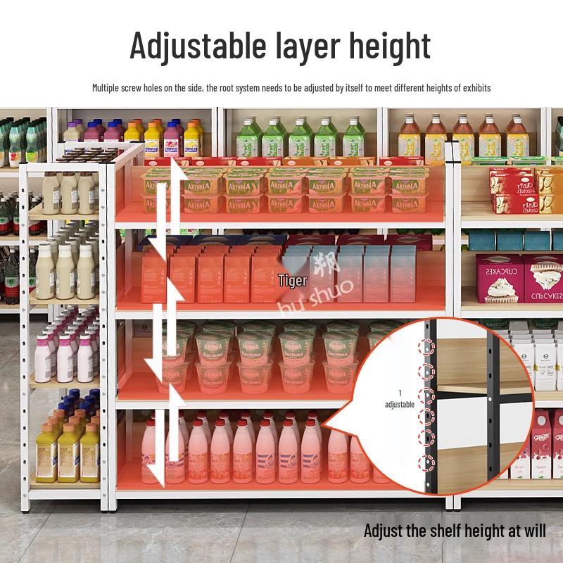 Multilayer Double-Sided Display Rack for Snacks, Drinks & Stationery