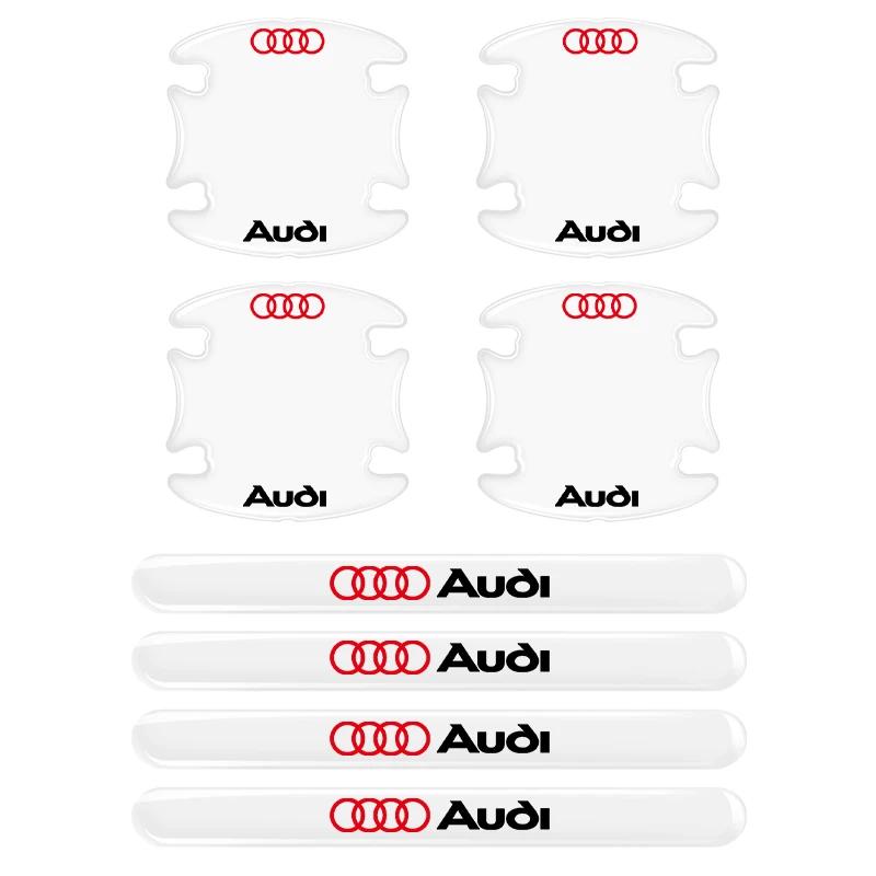 Для Audi RS3 8 шт. Прозрачная защитная пленка на ручки дверей автомобиля Антицарапающие наклейки для Audi A1 A2 A3 A4 A5 A6 A7 A8 Q1 Q2 Q3 Q4 Q5 Q6 Q7 Q8