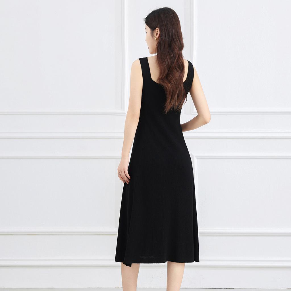Solid color simple temperament camisole dress