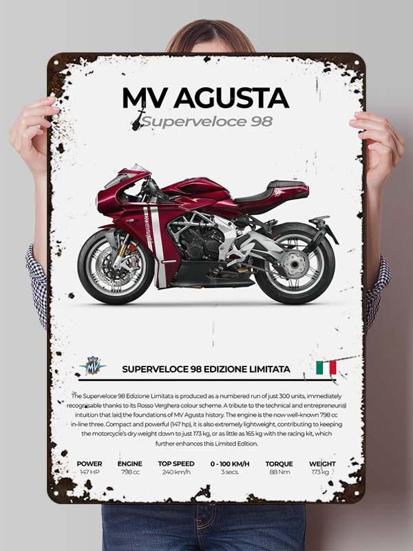 Жестяная табличка MV Agusta Постер с мотоциклом Декор спальни Декор комнаты Мужские Индивидуальные металлические таблички для гаража Настенное искусство Декор