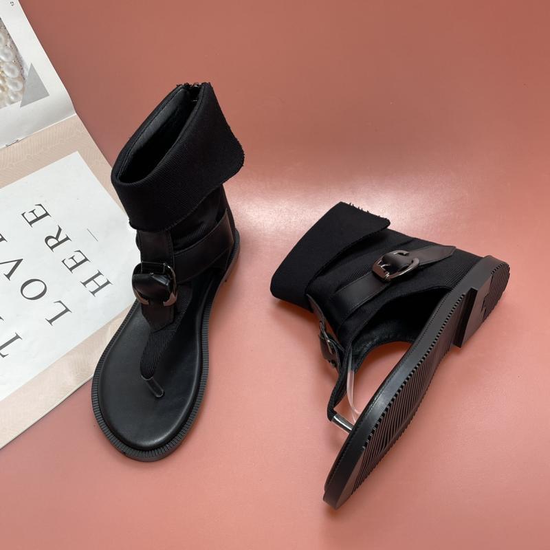 Винтажные римские сандалии женские на плоской подошве 2025 лето новые синие джинсовые с пряжкой на носке мягкая подошва универсальные сандалии женская обувь