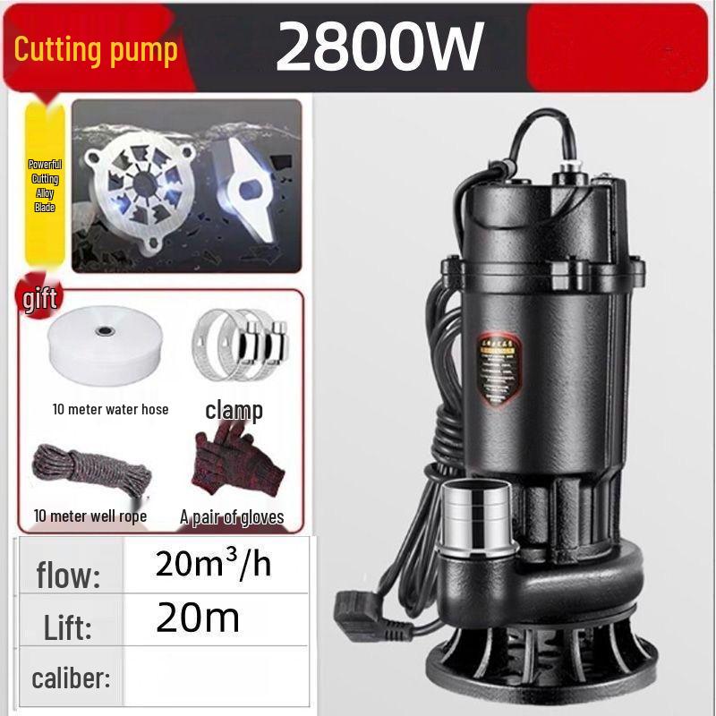 220V Household Sewage & Sludge Pump for Septic Tank and Drainage