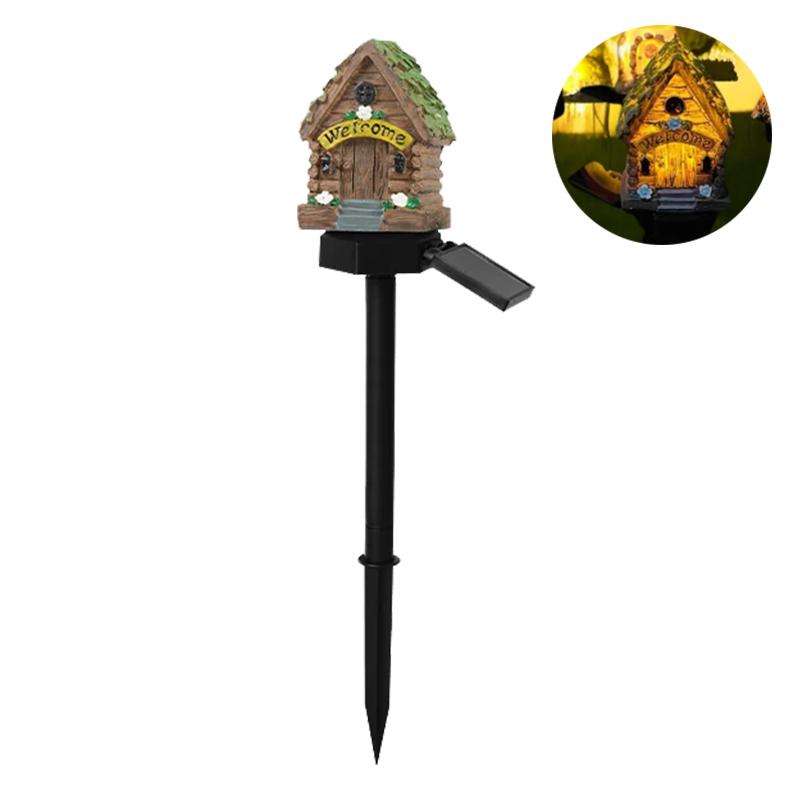 Светодиодный солнечный газонный светильник Multi Craft Miniature Fairy House, работающий на солнечной энергии, уличный декор, светодиодный садовый светильник из смолы для коттеджа, рождественская лампа