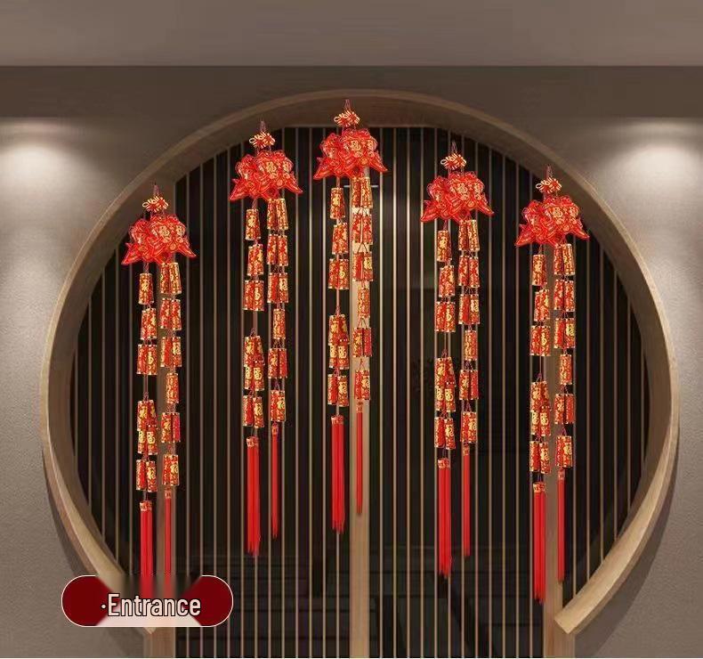 Новогодние украшения 2025 года - года Змеи: Подвески-мешочки с красным перцем чили «Фейерверк» на китайский Праздник весны