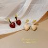 Stylish Heart-shaped Earrings for Daily Wear, Metal Bead Vintage Heart Earrings for Women
