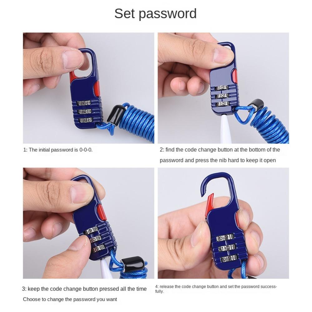 Zinc Aluminum Alloy Digit Password Combination Lock Anti Theft Helmet Lock  Motorcycle