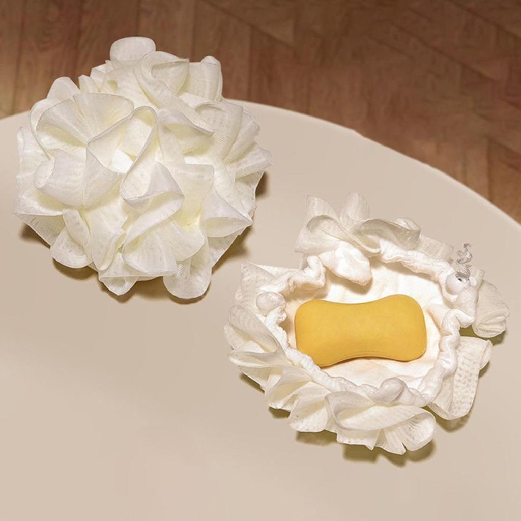 2-в-1 полотенце-шар для ванны, мочалка с завязкой на шнурке для мыла, мягкая отшелушивающая сетчатая губка для душа, уход за кожей, средство для купания