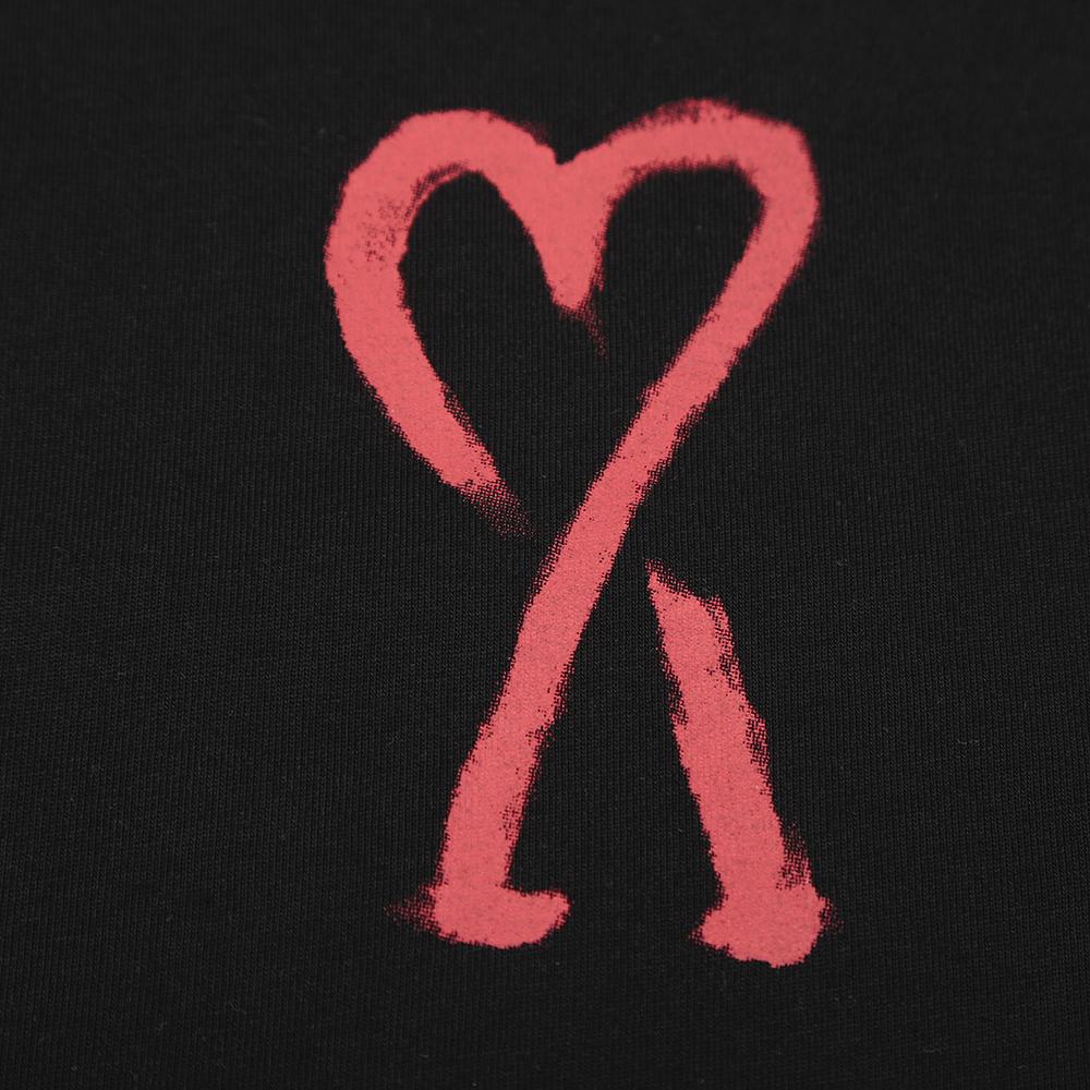 AMI 2025 Лето Новая Свободная Большого Размера Мужская Футболка из Чистого Хлопка с Принтом