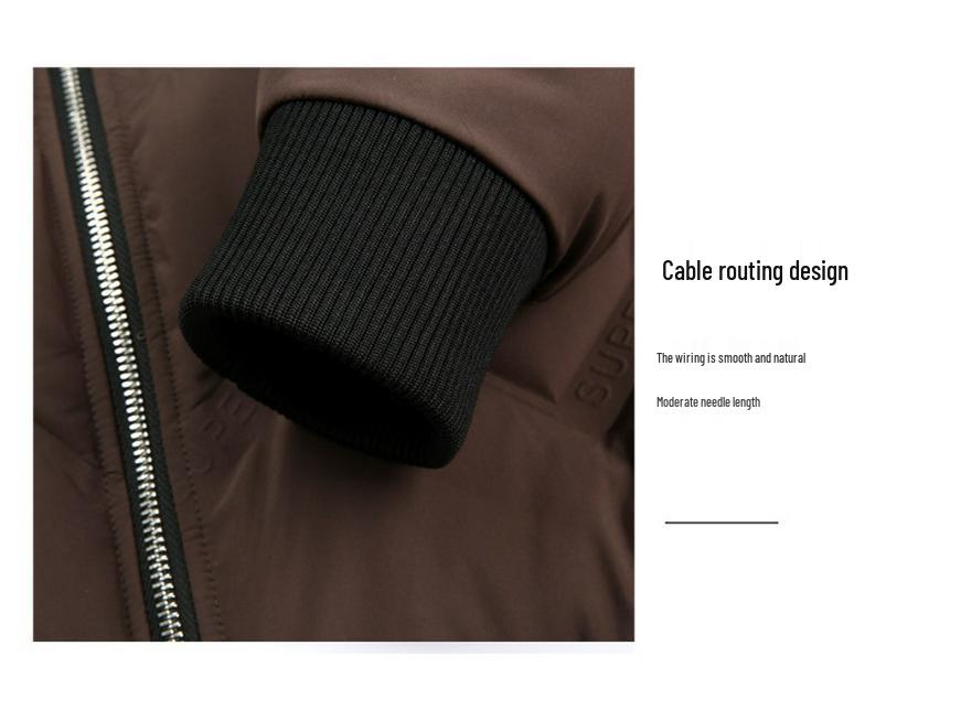 Мужская зимняя пуховая куртка с воротником-стойкой - Модная, универсальная, повседневная короткая верхняя одежда на белом утином пуху в стиле папы