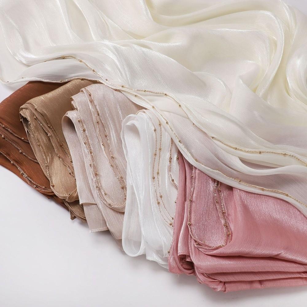 Unilateral golden chain Sunscreen shawl Shining Ramadan Long Scarf Chiffon Hijab Veil Outdoor