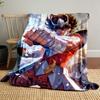 A dynamic figure in red armor punching outward with an intense background. for all seasons blanket lunch break throw gift