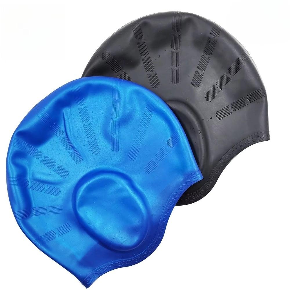 Ear Pockets Silicone Swim Cap Ear Protection Swim Hat Elastic Caps Swimming Cap Girls
