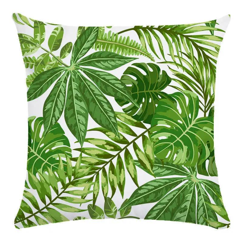 Green Leaf Flower Pillowcase Parrot Pattern Interior Home Pillow Suite Bedroom Sofa Bed Chair