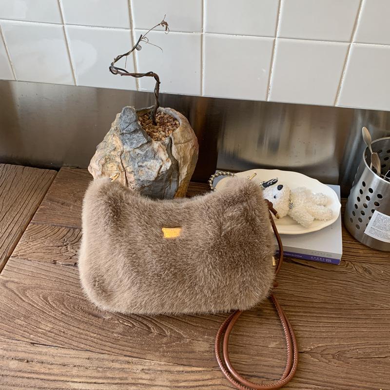 Осенне-зимняя модная плюшевая сумка-тоут женская универсальная плюшевая сумка через плечо в зарубежном стиле